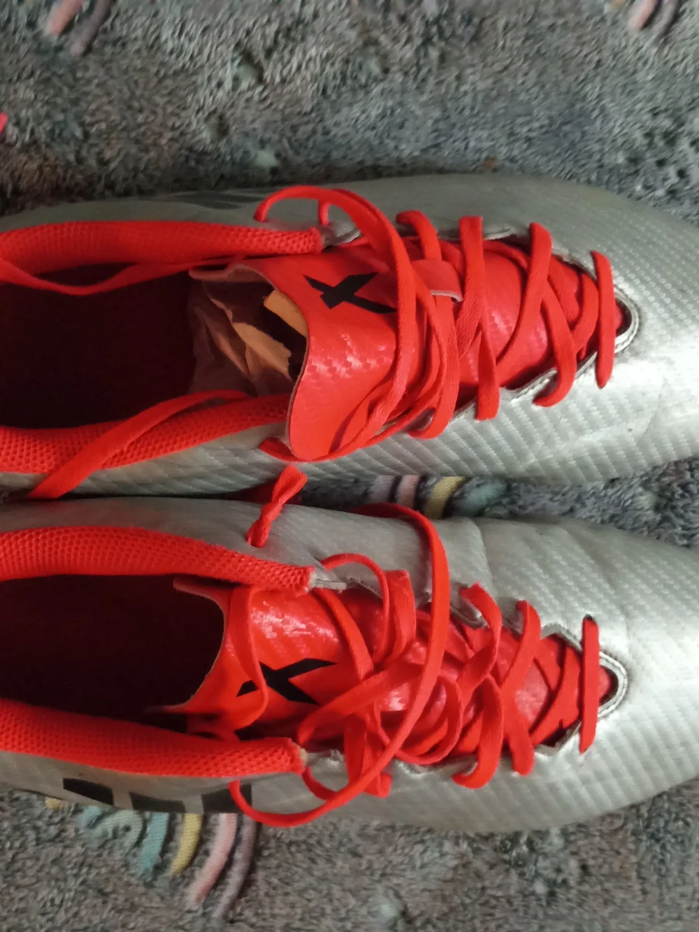 Adidas X Men's Soccer Cleats - Silver with Red - Picture 5 of 7